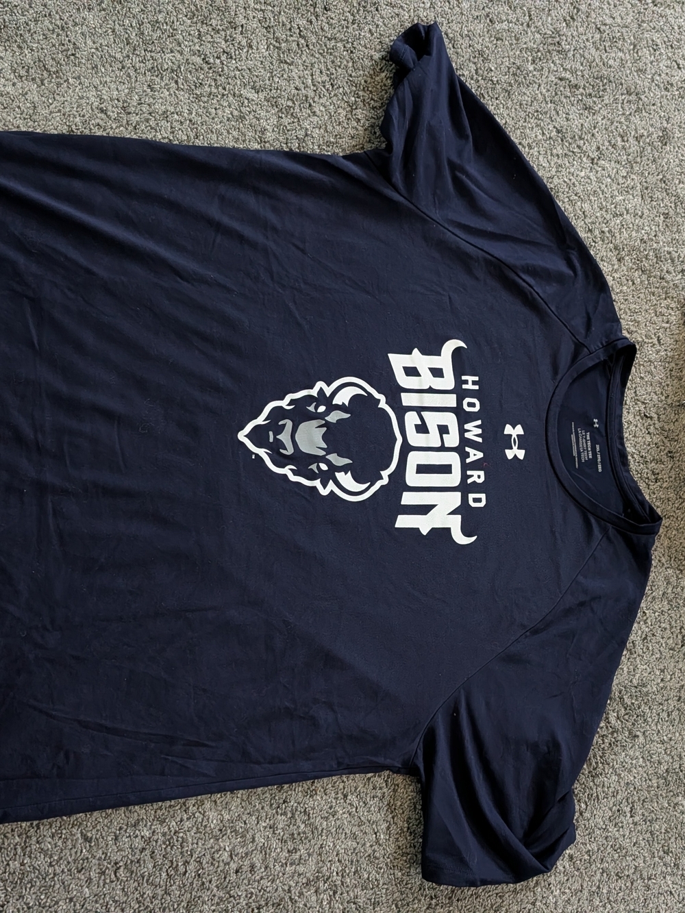 Nwot Under Armour Navy Howard Bison Logo Short Sleeve Tee 2xl * Flawed Item